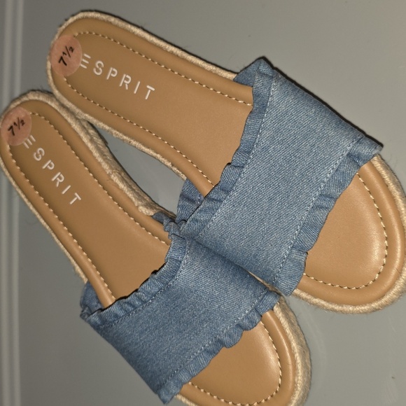 (J31) Esprit Blue Denim Slides - Picture 1 of 4